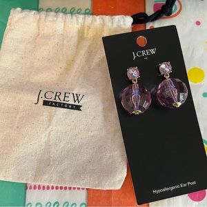 New J. Crew Factory Pink/Purple Crystal Bauble Statement Earrings 🪩